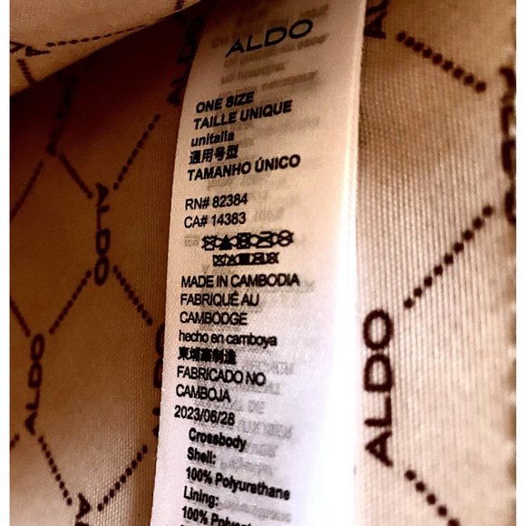 Aldo Tan And Beige 8.5x6x4 Inch Handbag With Gold Chain And Lock In Original Box - Picture 8 of 8